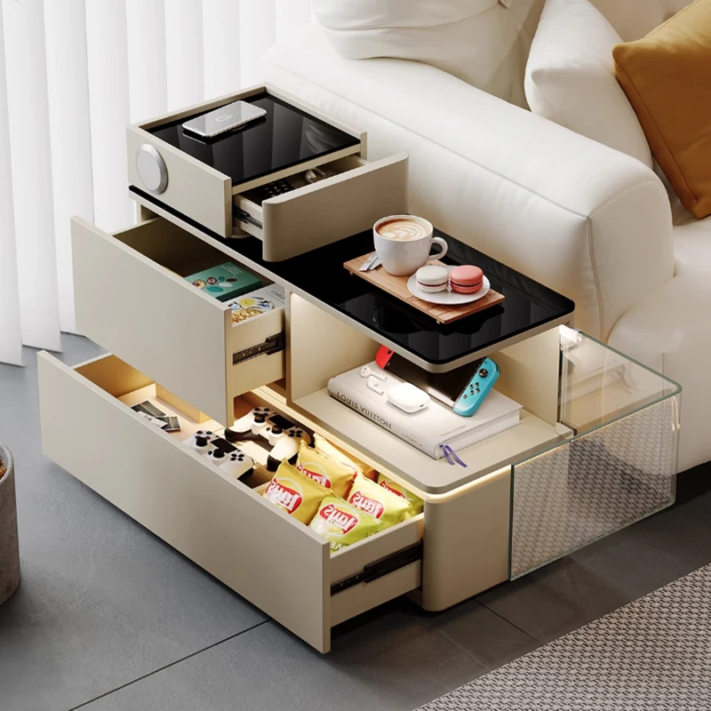 

Компактный простой приставной столик с роскошным хранилищем, модный приставной столик с уникальными ящиками, современный центральный сервисный столик, мебель для гостиной