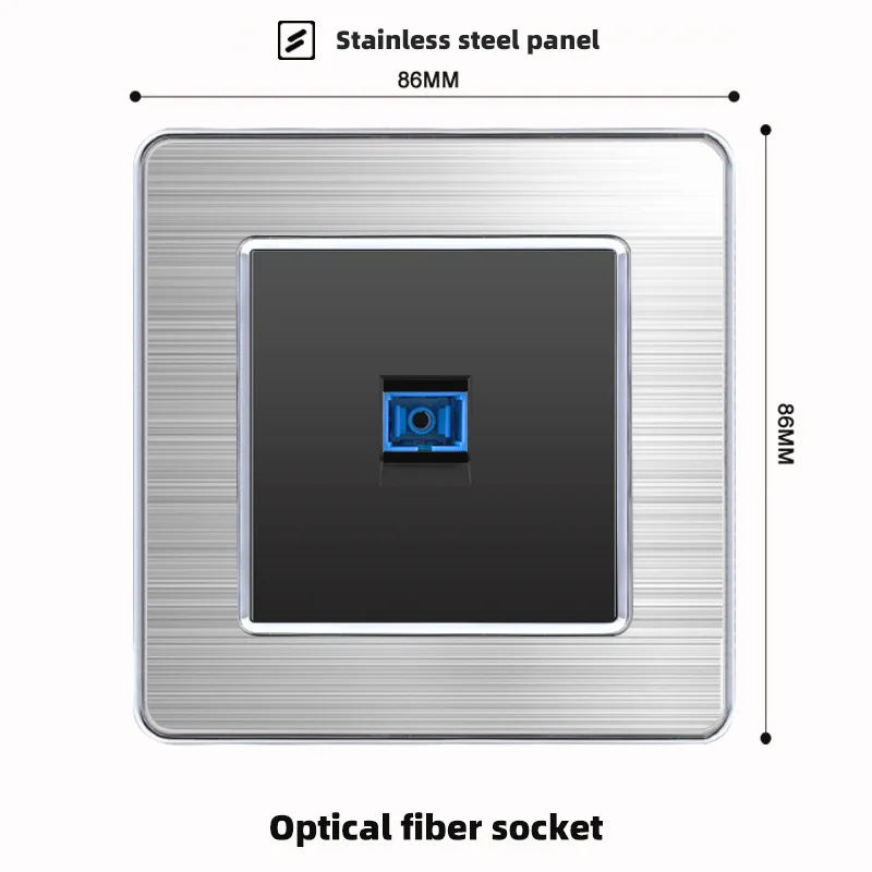Stainless Steel TV Computer CAT6 TEL Fiber Cooker Unit Shaver Wall Socket UK Standard