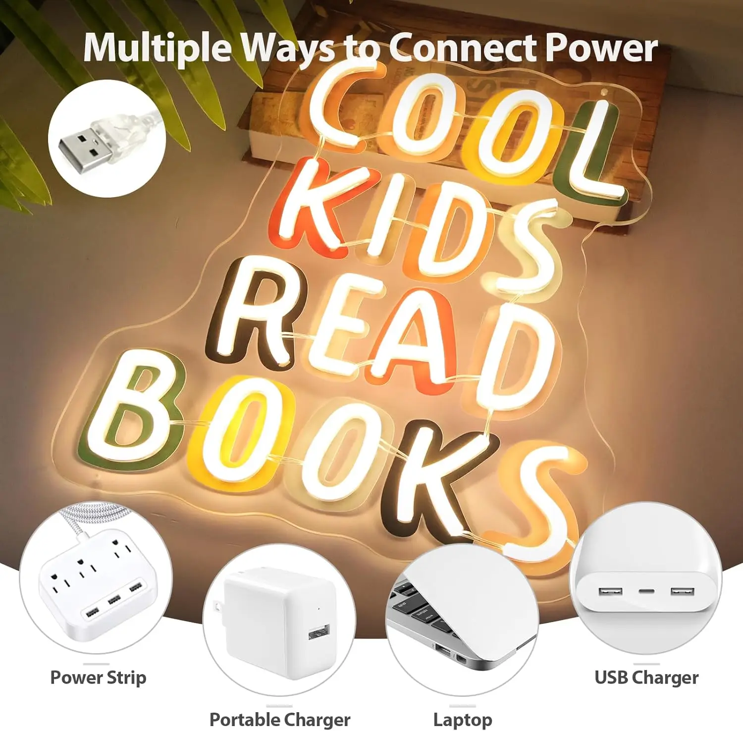 Cool Kids Read Books Neon Sign Handmade Light Up Sign for Book Club Classroom Read Corner Reading Study Room Home Library Gift