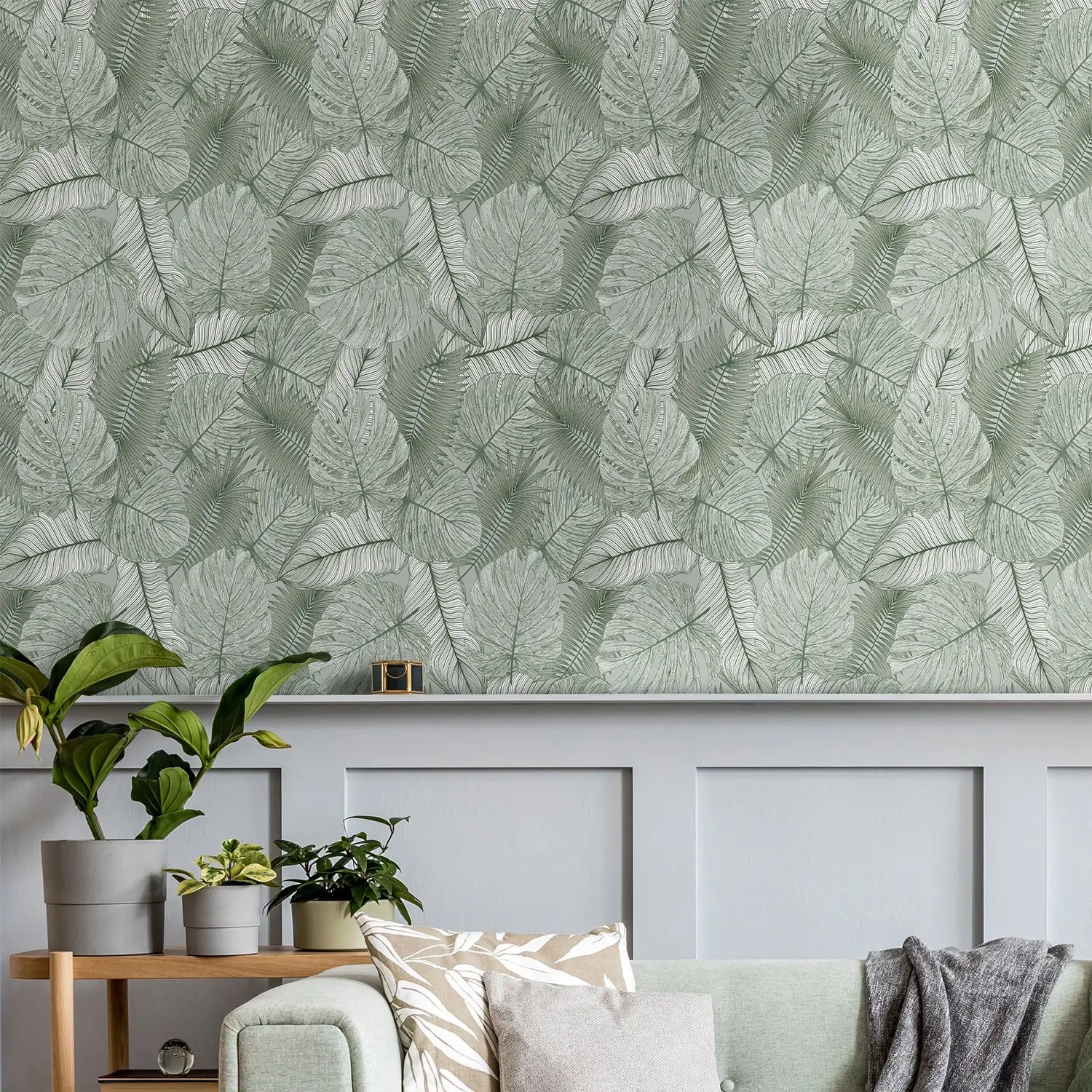 

Green Palm Leaf Wallpaper Tropical Peel and Stick Vintage Wallpaper Self Adhesive Removable Home Decor Vinyl Leaves Wall Paper