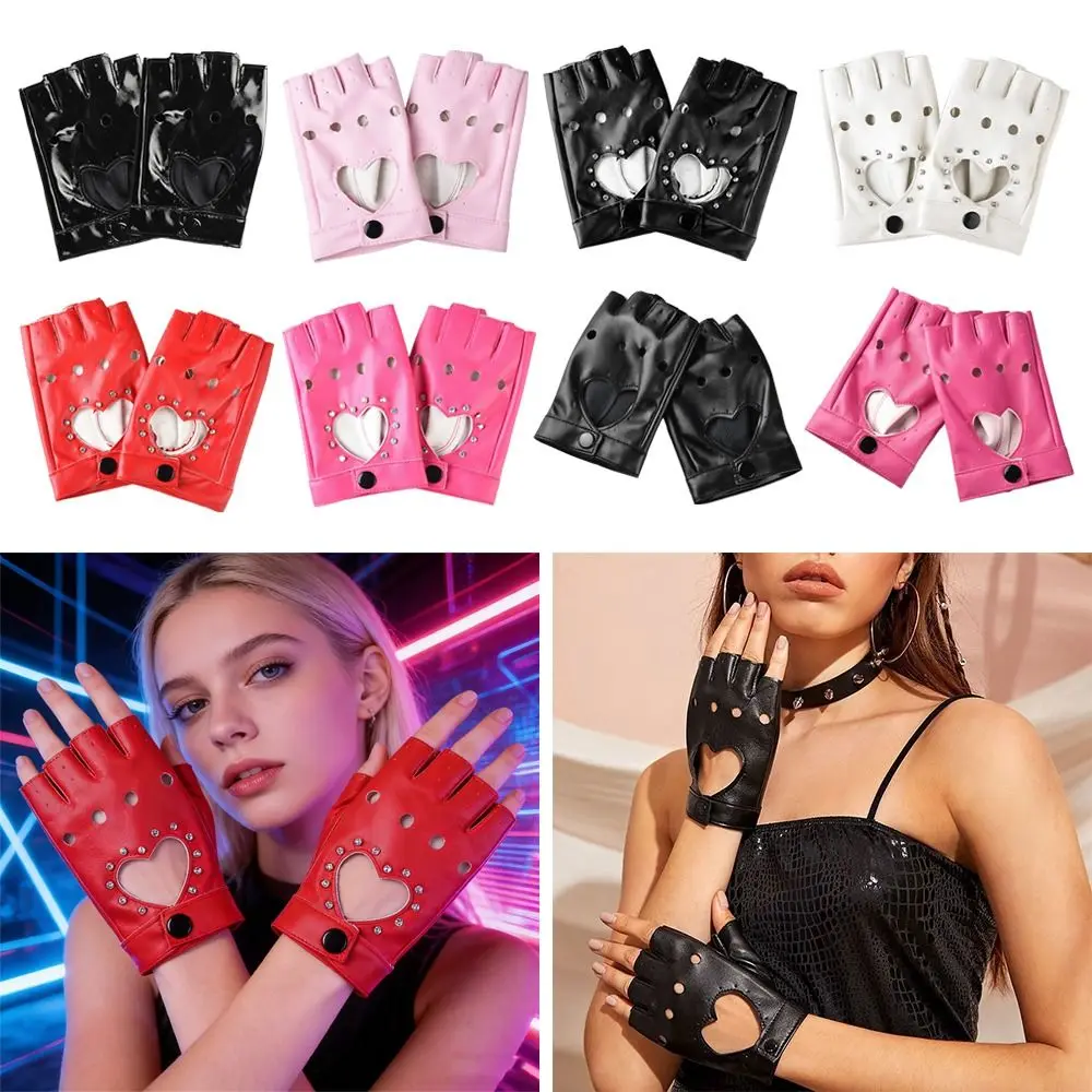 New Fashion PU Leather Fingerless Dance Glove Gothic lolita Jazz Style Driving Dress Dance Mittens