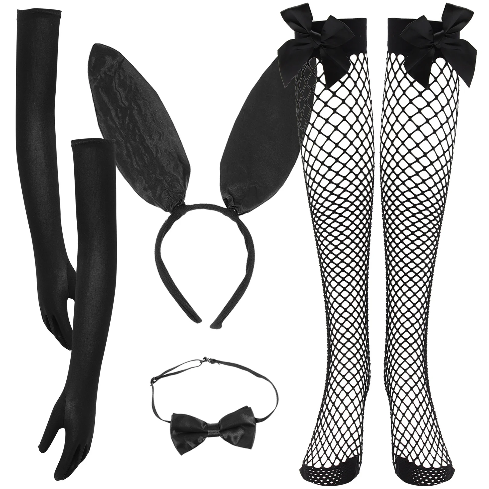 1 مجموعة آذان الأرنب عقال قفازات ربطة القوس فيونكة أرنب تأثيري حلي حفلة عيد الفصح هالوين الدعامة أرنب زي التبعي #6