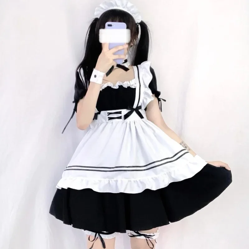 2024 Black Cute Lolita Maid Costumes Girls Women Lovely Maid Cosplay Costume Animation Show Japanese Outfit Dress Clothes