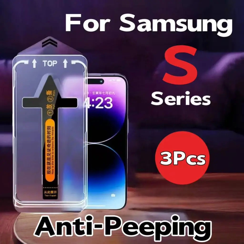

For Samsung Galaxy S25 S24 Ultra Plus S23 S22 Anti-Voyeur Dust Free Screen Protection Glass Strap Installation Kit