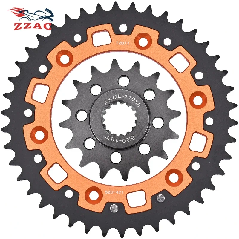 

520 42T 16T Motorcycle Steel Aluminum Composite Front Rear Sprocket Kits For Husqvarna 701 Supermoto 2016 2017 2018 2019 2020