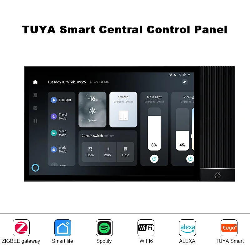 

Wifi Device Scene Touch Center Control Panel Tuya Screen Bulit in Alexa Voice & ZigBee Gateway IR For Smart Audio wall Amplifier