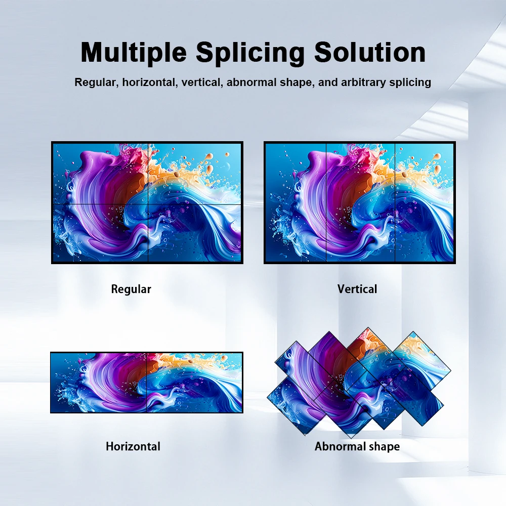 46 49 55 65 Inch LCD Video Wall Digital Signage Display Screen 2x2 3x3 Panel Configuration for Indoor Commercial Advertising