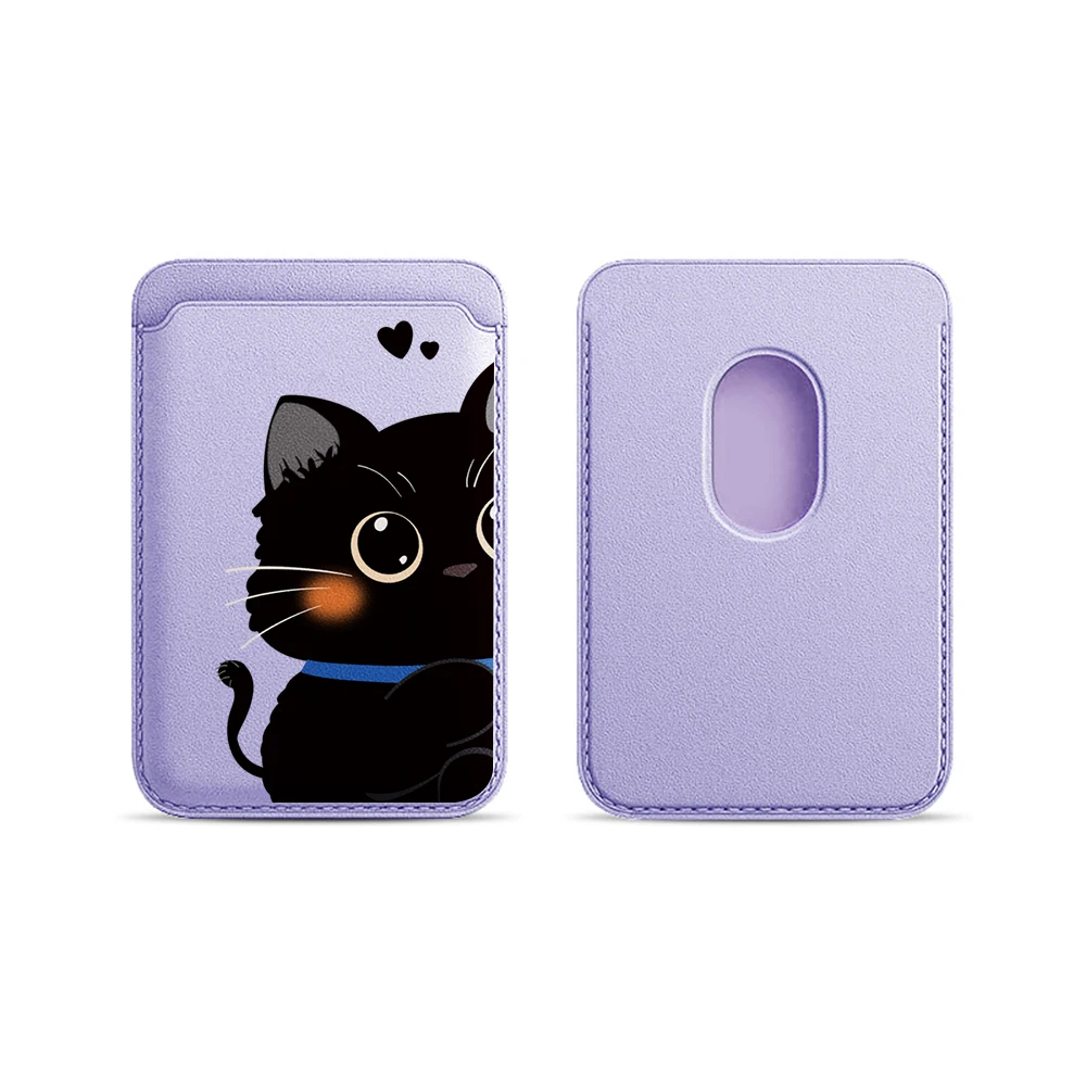 Elegante Katzen-Paar-Leder-Kartenhalter-Handyhülle für Magnetische Hüllen, Geeignet für alle iPhone Magsafe Karten-Handy-Rückseiten-Taschen – Detail 8