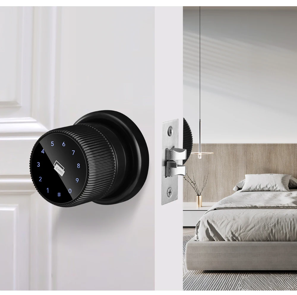 Round Knob Digital Door Lock Apartment Office Biometric Fingerprint TTlock Intelligent Door Lock