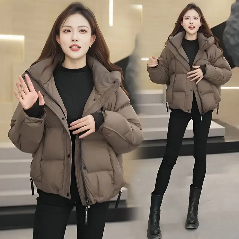 Cotton jacket women's short style 2026 European goods small stature hooded loose and versatile women's clothing