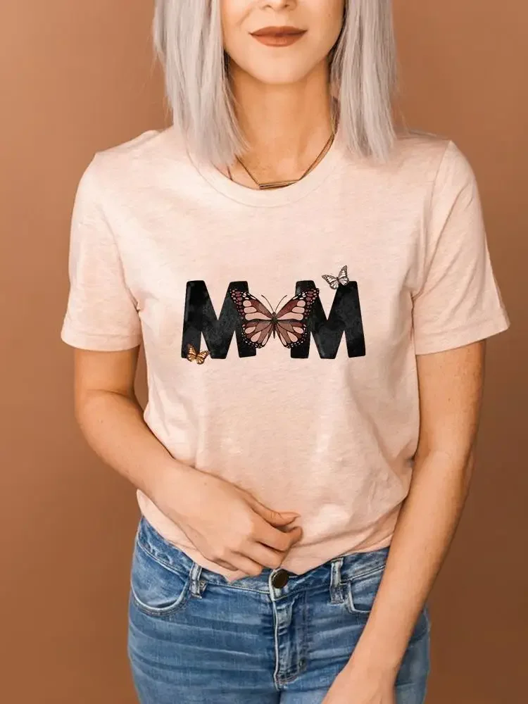 Tee Clothes Fashion Mom Face Mother Leopard Short Sleeve Clothing Top Basic Women Print T Shirt Summer Graphic T-shirts