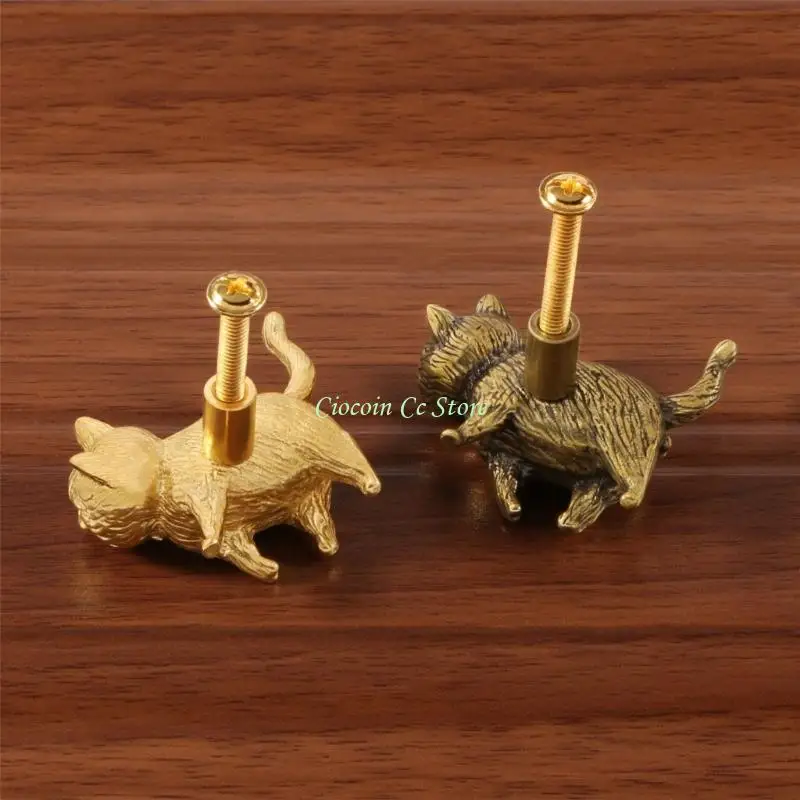X90F Multiple Use Metal Cabinet Pull Lovely Lucky Cats Theme Ergonomic Design Comfort Easy Installation for Home Decors