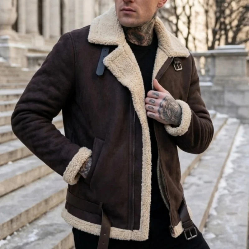 Neue Herren-Plüschjacke für den Winter, Warme Fleecejacke, Winterfeste Jacke für Streetwear und Jagd