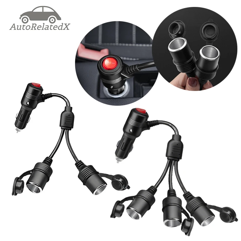 180W Car Cigarette Lighter Splitter 12V 24V Fast Charger Phone Power Adapter 2/3 in 1 for Car DVR GPS Dashcam