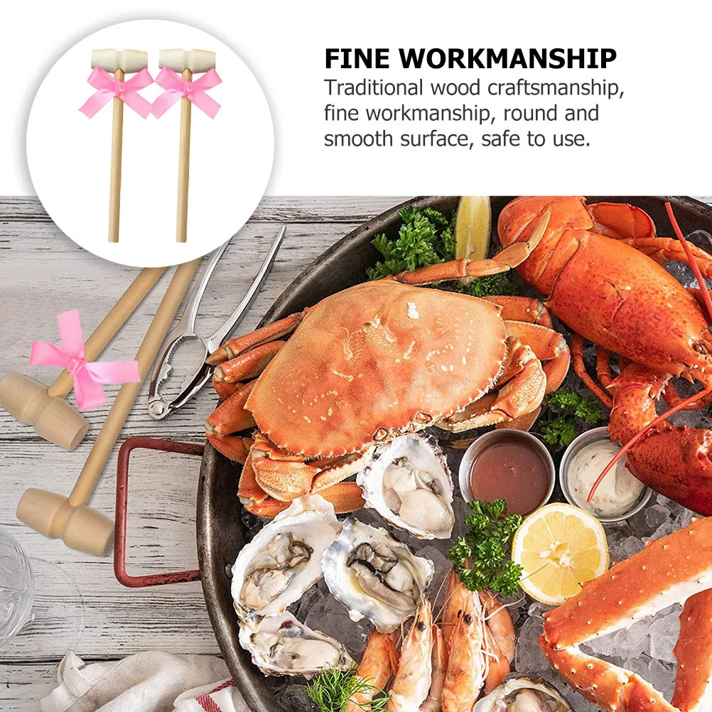 

5Pcs Wooden Crab Mallets Mini Wooden Hammer Thick Wood Kitchen Cake Mallets Seafood Crackers Kids Toy Gavel