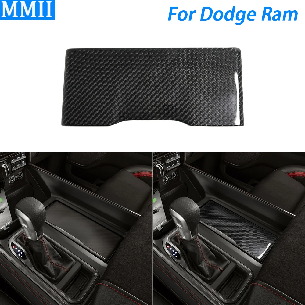 For Dodge Ram 1500 TRX 2019-2024 Real Dry Carbon Fiber Gear Shift Water Cup Holder Panel Cover Trim Car Modification Accessories