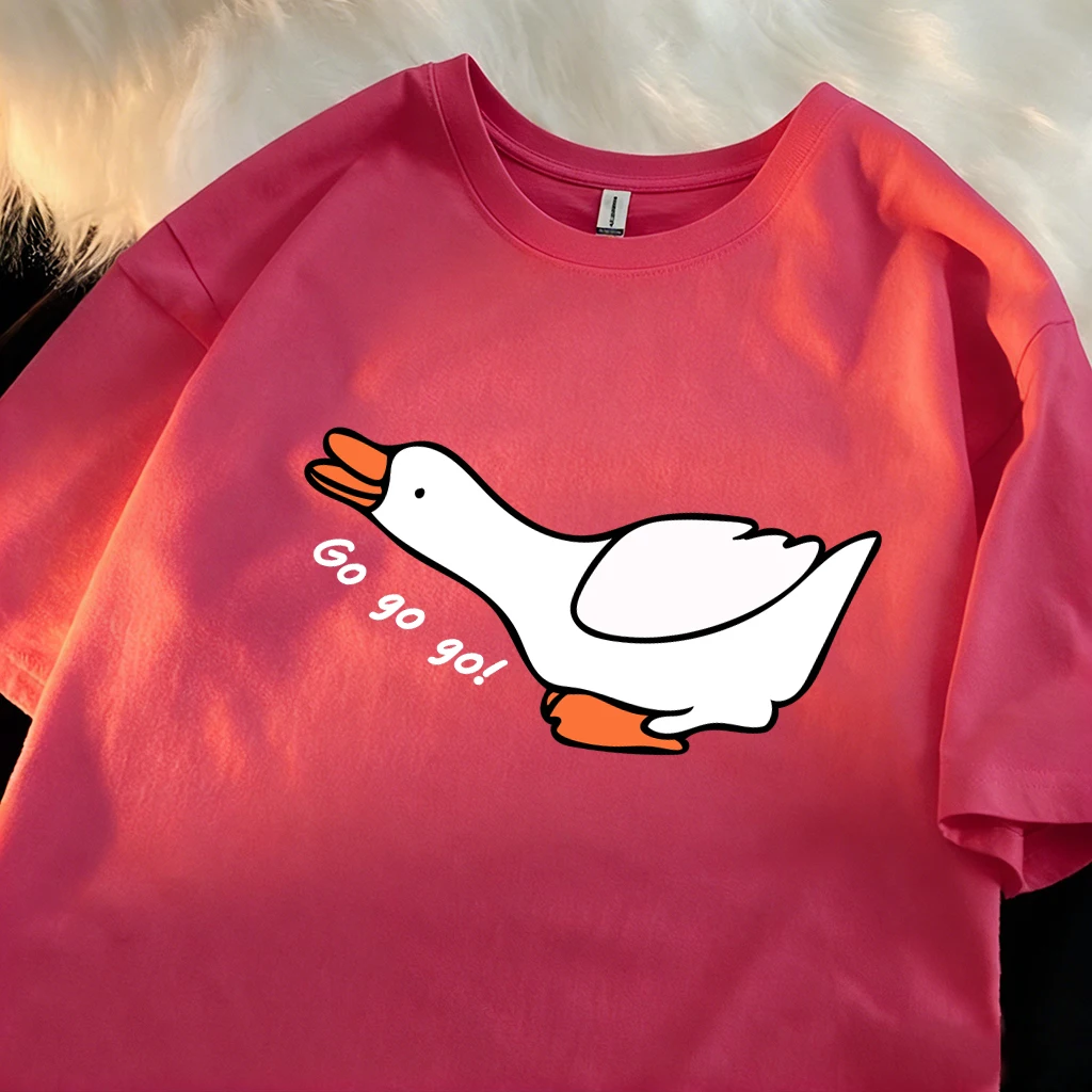 Goose Charge Forward Design T-Shirt Herren Baumwolle Sommer T-Shirts All-Match Trendige Kleidung Unisex Loose Fashion Streetwear