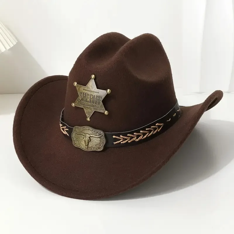 

HongLuan Brown Felt Vintage Cowboy Hats Women & Western Cowboy Hat Woman for Cowgirl Costume, Cowboy Accessories for Man