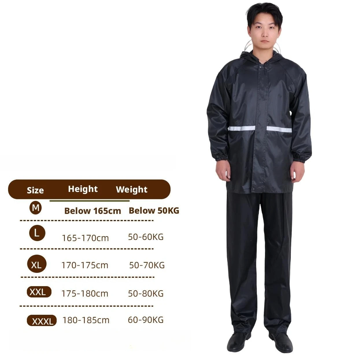 1Set Hooded Coat and Pant Rain Suit for Women Men Outdoor Waterproof Rain Gear with Reflective Strip Motocycle Riding Raincoat 14 Sc802e63e951b42c9bd351e8074da8fb49