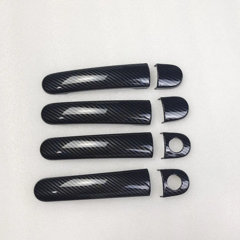 For VW Passat B5 Golf Mk4 Polo Jetta Skoda carbon Door Handle Cover Catch Trim Molding Bezel Cap Garnish Decoration Accessories