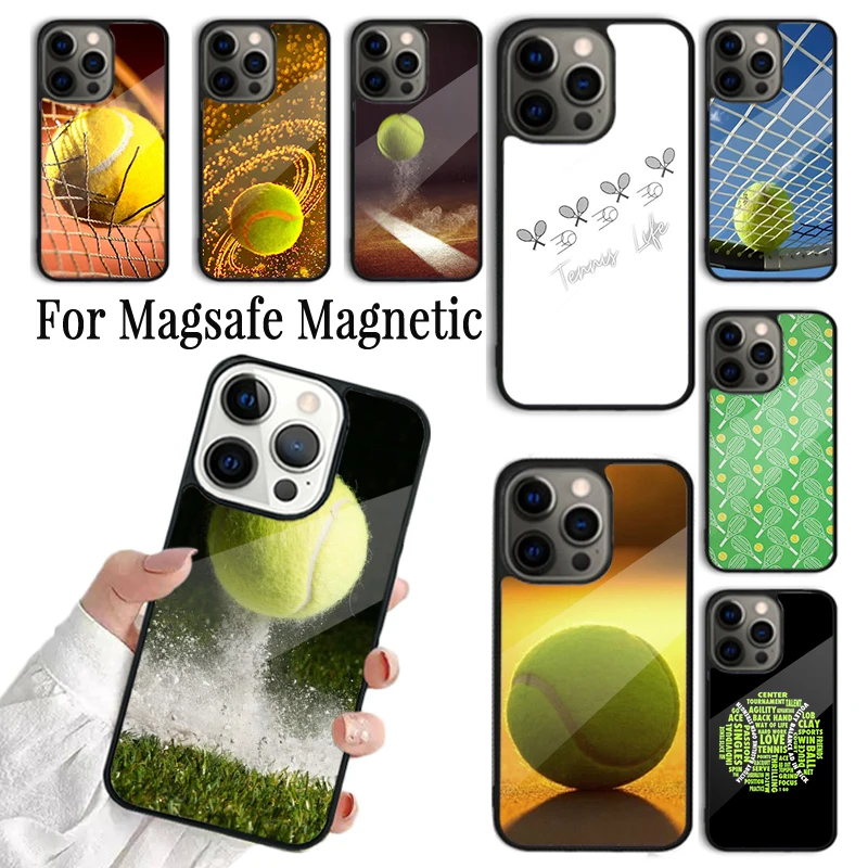 Coque Phone Case For iPhone 16 15 14 13 12 Mini 11 Pro Max Plus Magsafe Magnetic Wireless Charging Cover Tennis ball movement