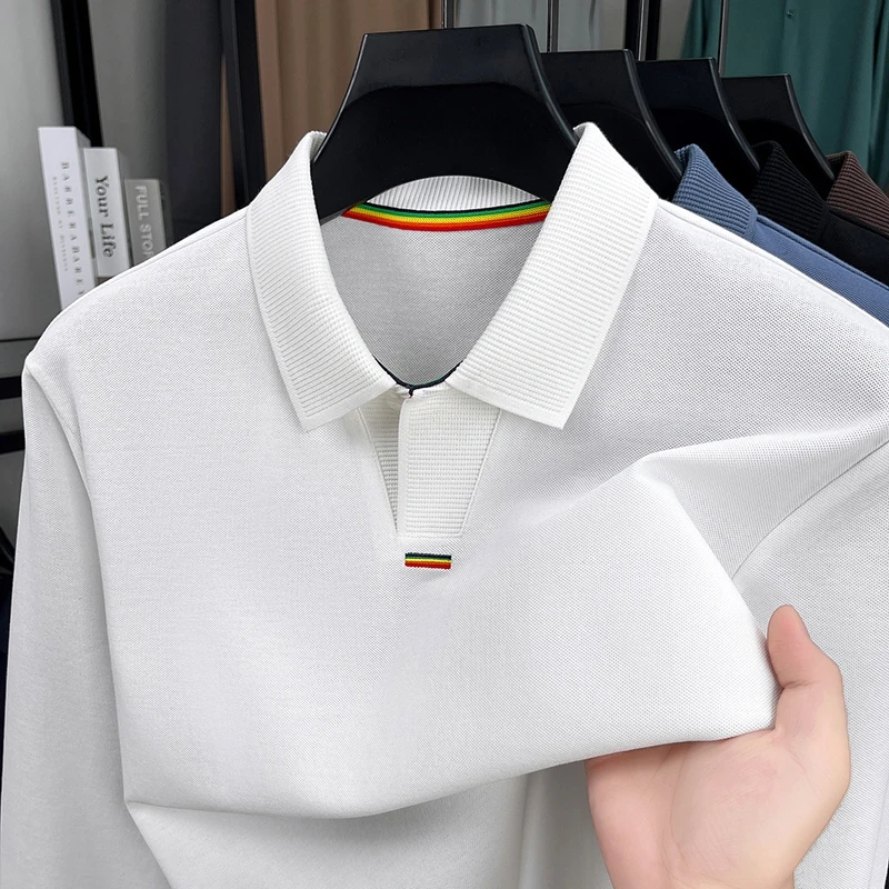 Fashion exquisite embroidered long sleeve polo shirt luxury brand men's autumn new business casual comfort unique lapel T-shirt