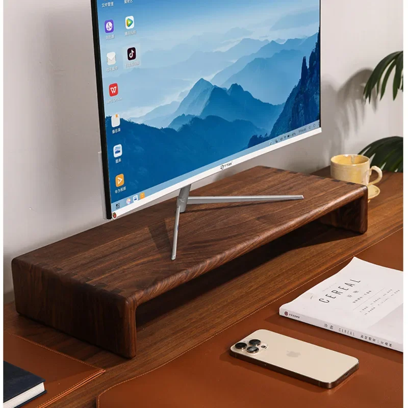 Black Walnut Notebook Rack Desk Height Increasing Laptop Holder Multifunctional Monitor Stand Sturdy And Stable Desk Organizer