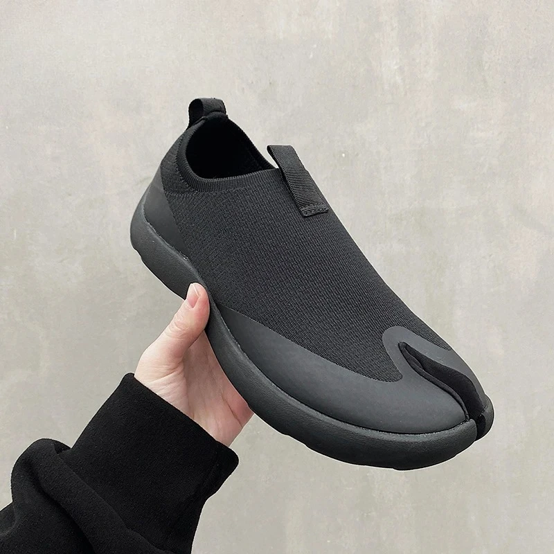 

Tabi Shoes for Men Breathable Knitted Design Split Toe Men Shoes Casual Loafers Flat Bottom Ultra Light Soft Bottom Shoes Man
