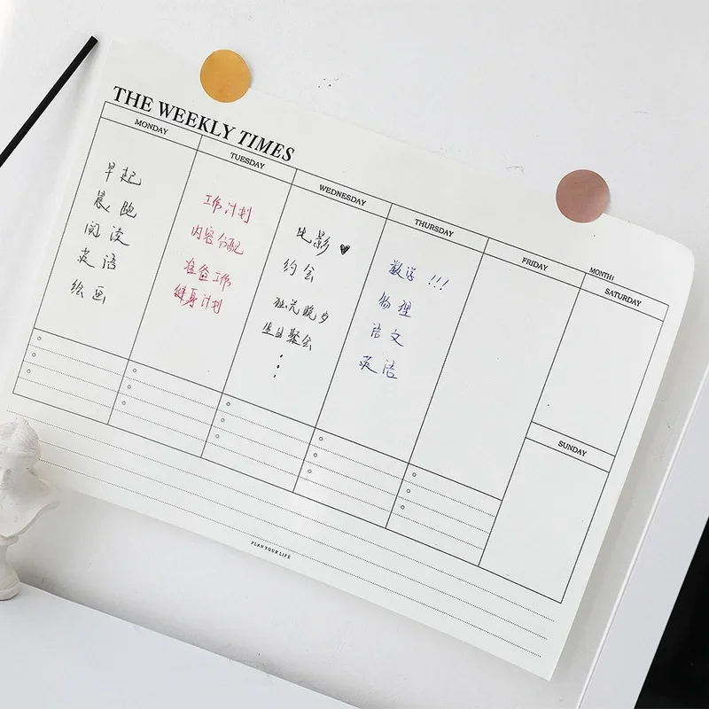Weekly Planner Monthly Undated Agenda Notebook Schedules Study Planner Korean Stationery Office School Supplies