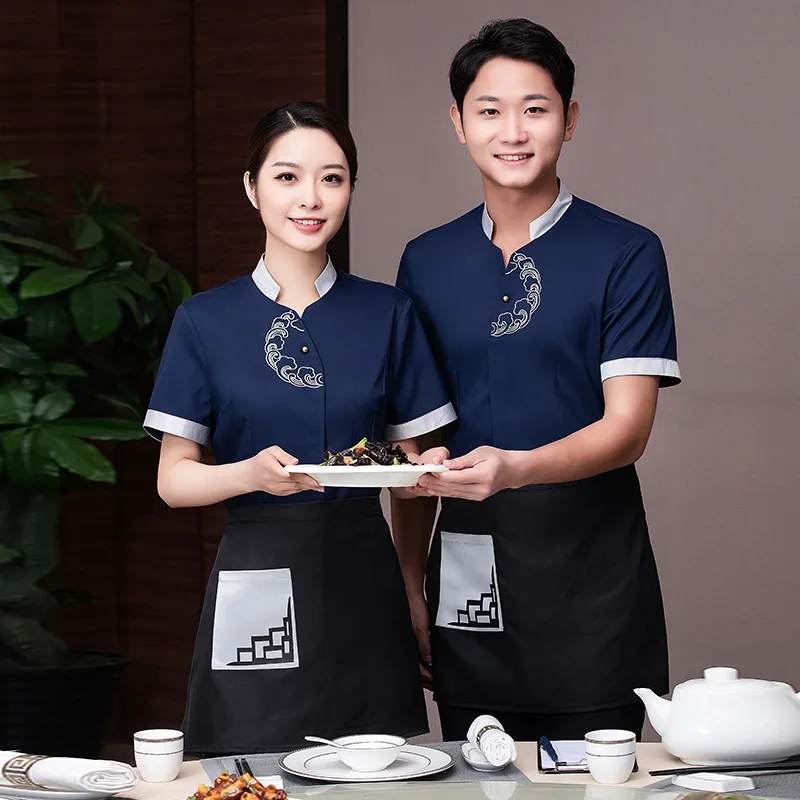 

Restaurant Waiter Workwear Short Sleeve Chinese Style Hotel Catering Hot Pot Restaurant Staff Women's Summer Clothing