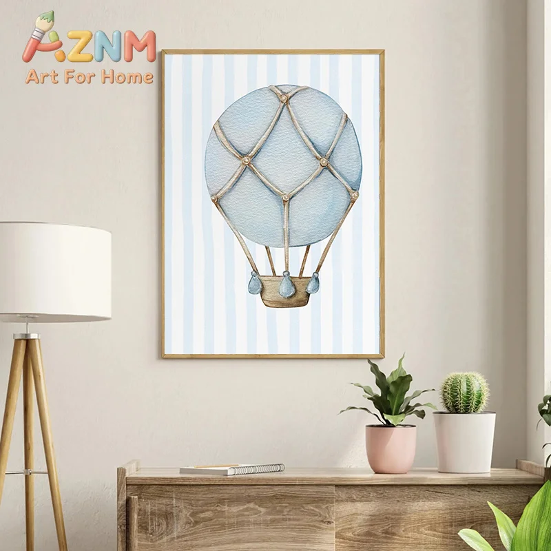 1pc framless Canvas Painting Vintage Hot Air Balloon Animal Poster and Print Canvas Painting Transportation Wall Art Picture for