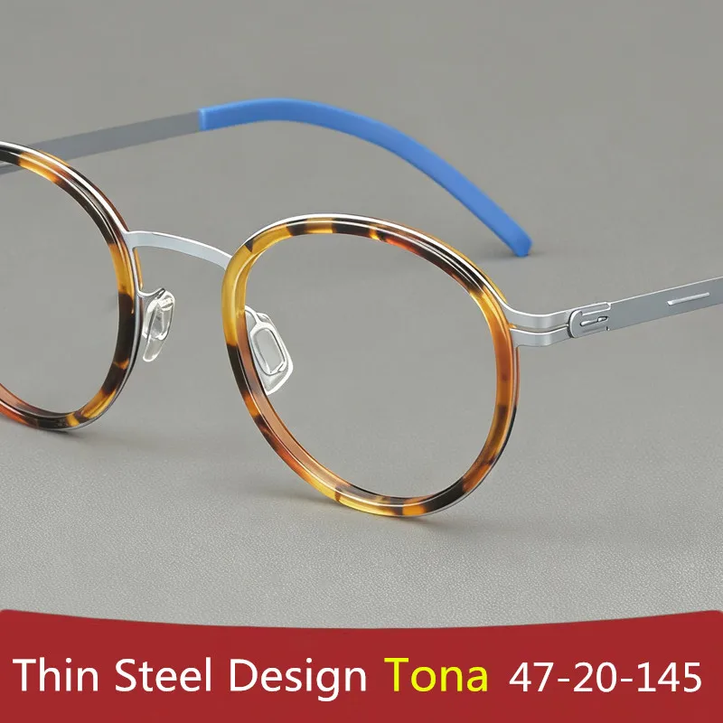 

Германия безвинтовая овальная круглая оправа для очков для мужчин и женщин Tona ацетат титана брендовые очки сверхлегкие качественные очки