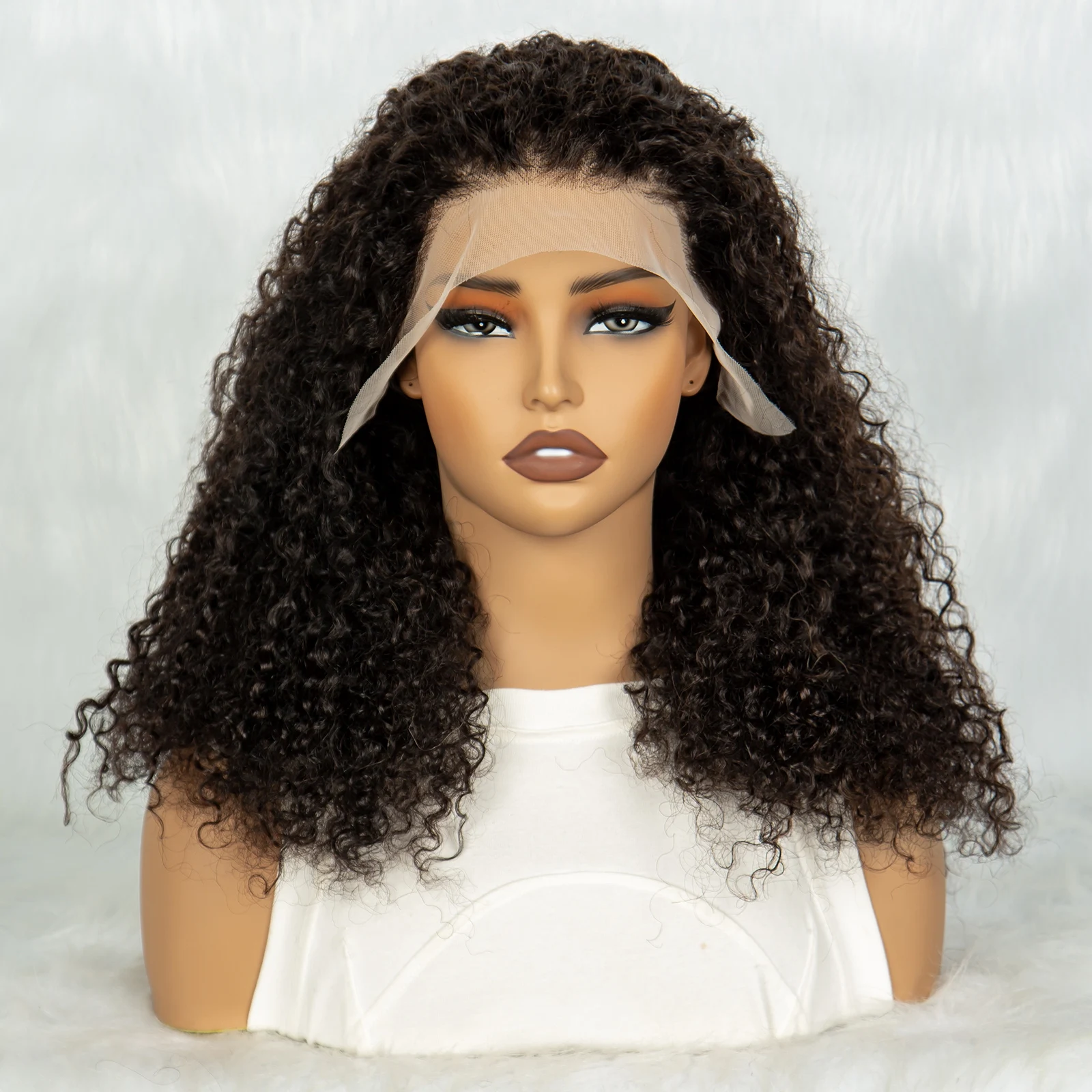 Double Drawn 12A Hair 300% Density burmese Curly Hair Wig Human Hair Wig Kinky Curly 13x4 Lace Front Frontal Wigs for Women