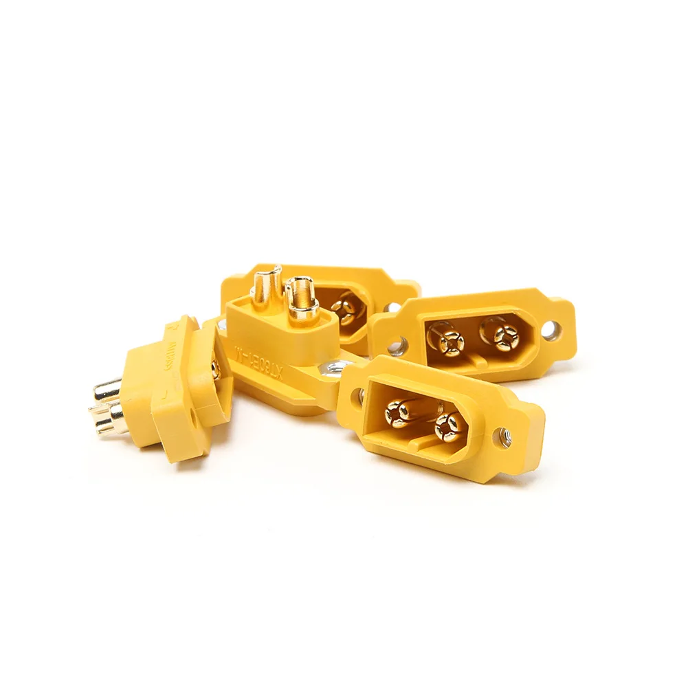 XT60E-M Mountable Male Connector 5pcs Per Pack, XT60 Fixed Panel Male Plug RC Lipo Battery Connector for FPV Drone RC Model