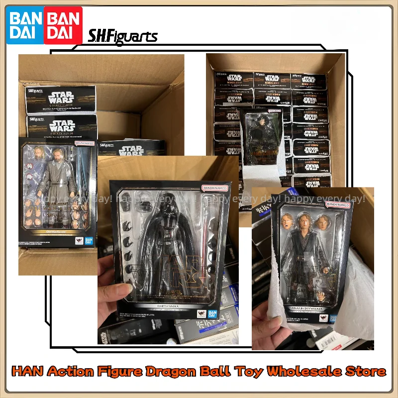 

100% Genuine Bandai SHF Star Wars, Bo Buffett, Throne Bounty Hunter Mandalorian, Anakin Obi-Wan Action Figure Collection Gifts