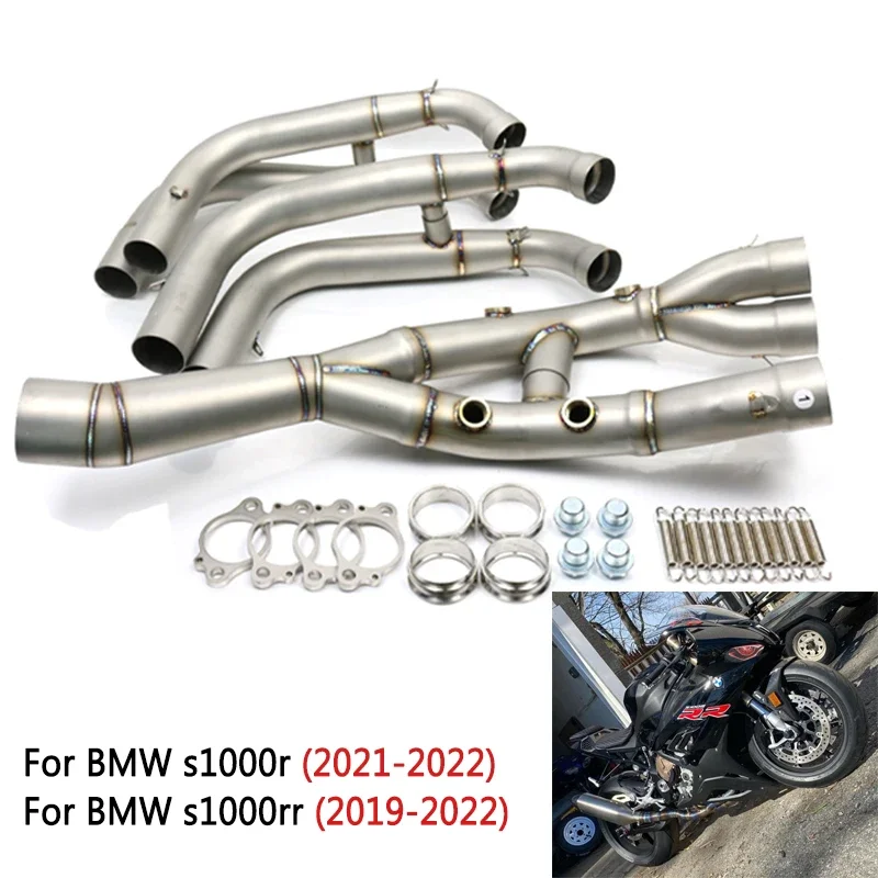 For Bmw s1000rr s1000r 2019 2020 2021-2023 Motocross Exhaust Slide-in Front Link Exhaust Manifold Pit Bike Elbow Modification