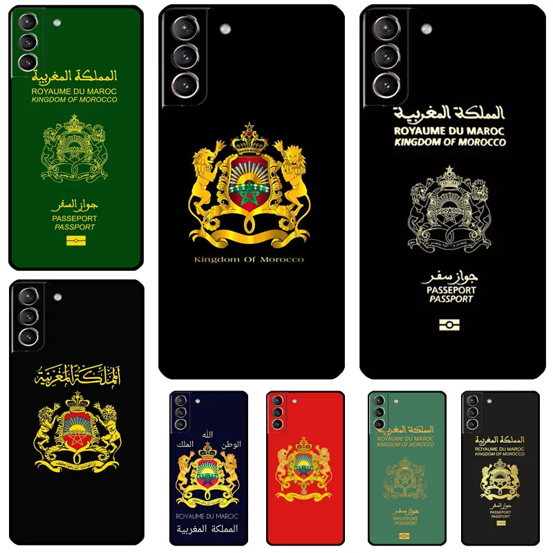 Morocco Flag Coat Of Arms Cover For Samsung Galaxy S24 Ultra S23 S22 S20 S21 FE S8 S9 S10 Plus Note 10 20 Ultra Case