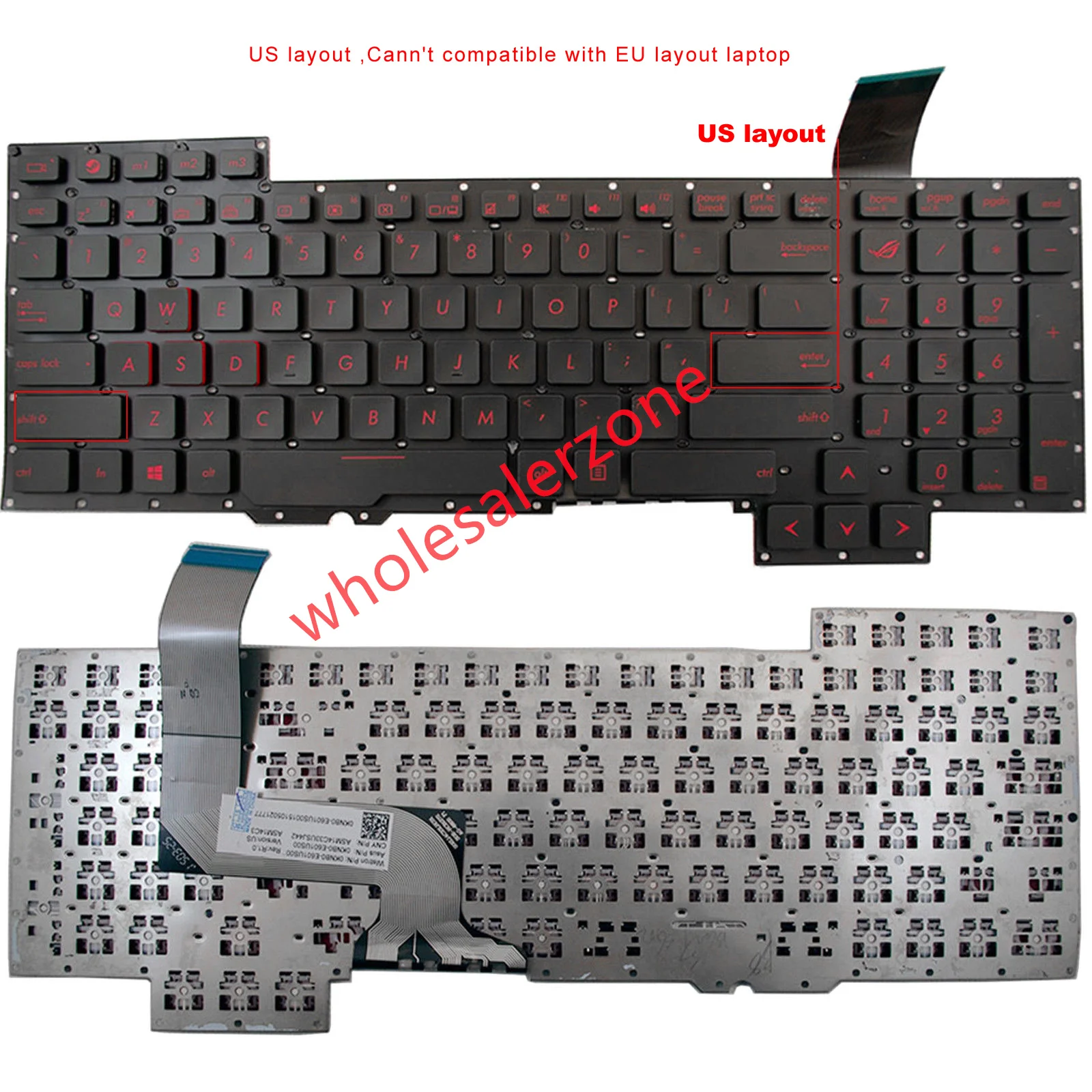 

New US keyboard without backlit for Asus G751 G751J G751JL G751JM G751JT G751JY series Laptop