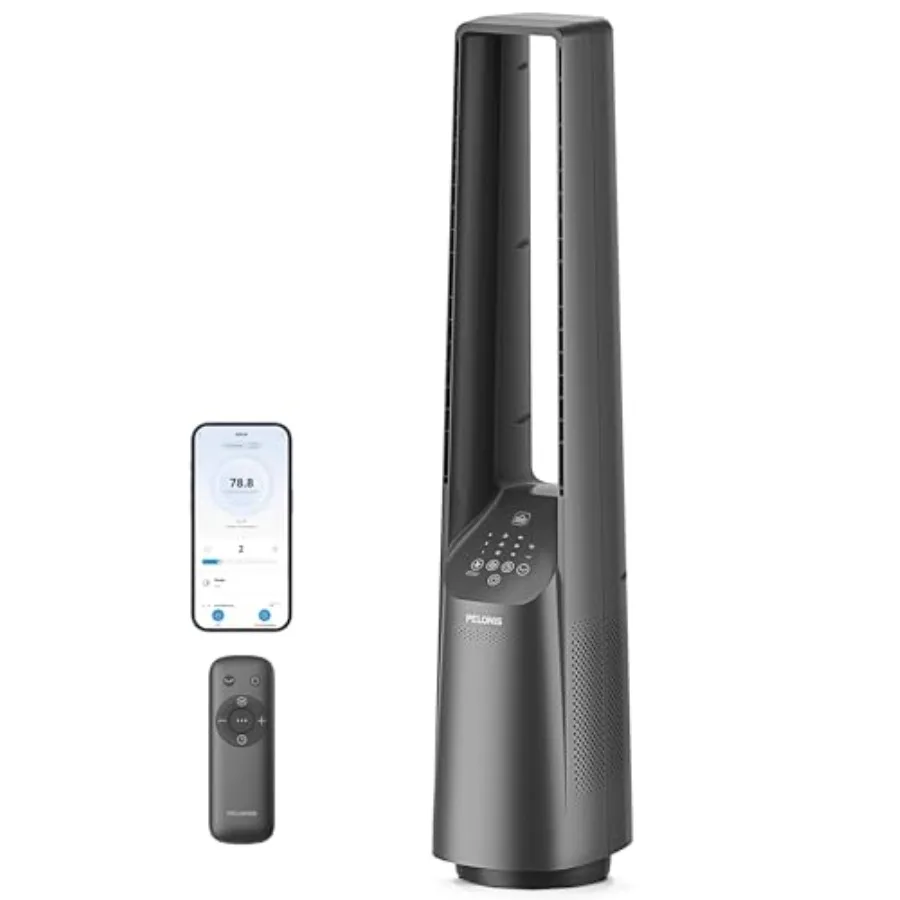 40 Smart Bladeless Fan for Bedroom Tower Fan, Alexa/Google/WiFi Compatible, DC Motor, 6 Speeds, 4 Modes, Remote Control, 7H Tim