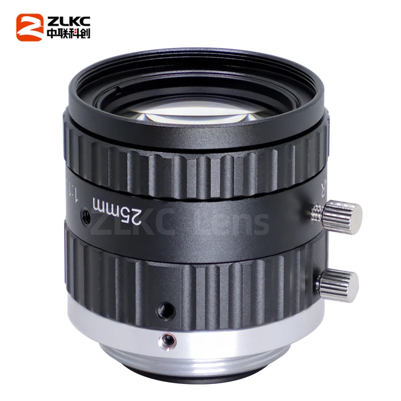 ZLKC 25mm Lens F1.4 Large Aperutre C-mount Lens 5MP Low Distortion 2/3'' Machine Vision for Industrial Cameras