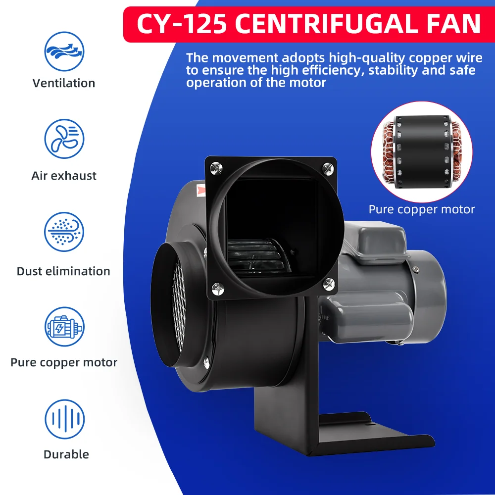 CY-125 YCZX-ventilador centrífugo pequeño de ala múltiple, ventilador de caracol, disipación de calor y resistencia a altas temperaturas