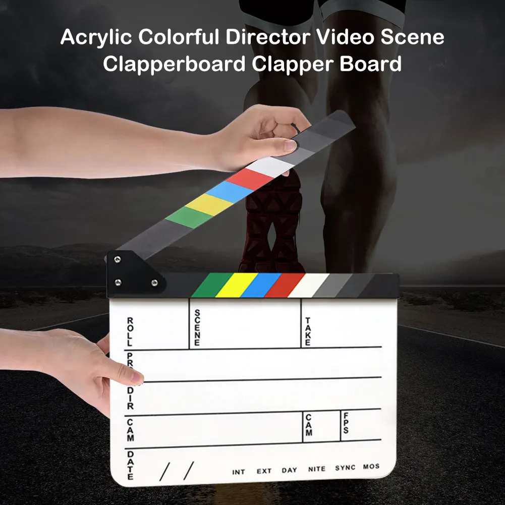 Acrylic Video Director Scene Clapperboard TV Movie Film Clapper Board with Pen Eraser Camera Photography Digital Prop