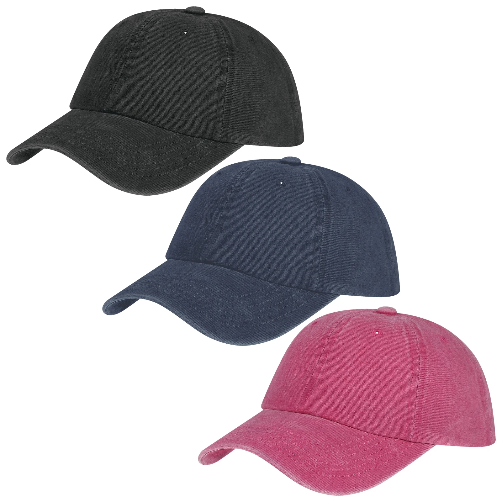 3PCS/Pack Washed Plain Baseball Cap,Retro Adjustable Pure Cotton Hats Gift for Men/Women,Fashion Peaked Cap For Sunshade