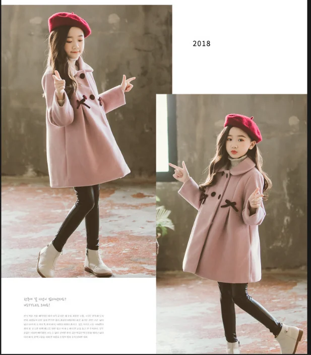 Cate bambini giacca per ragazze inverno lana caldo soprabito moda ragazze vestiti bambini capispalla autunno ragazze cappotto