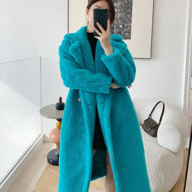 Fashion High Quality 100% Genuine Wool Fur Coat Autumn Winter Long Oversized Female Jacket Warm Women's Coats Abrigos Zjt1944