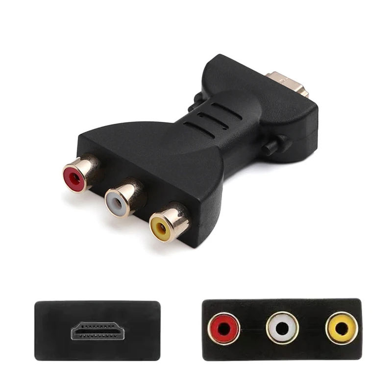 

1PCS HDMI TO AV Gold-plated HDMI-compatible Male To 3 RGB RCA Video Audio Adapter AV Component Converter Connector For HDTV DVD
