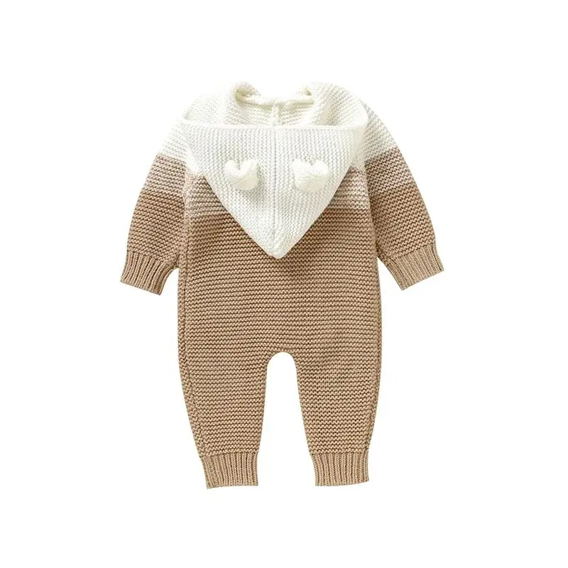 Baby Rompers Knit Winter Long Sleeve Infant Unisex Overalls Toddler Clothes Newborn Boys Girls Jumpsuits Playsuits Autumn Hooded