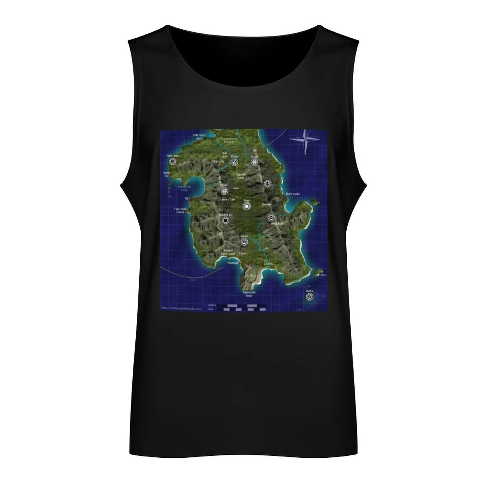 ABC Lost maps island lost island Tank Top tops Men's singlets