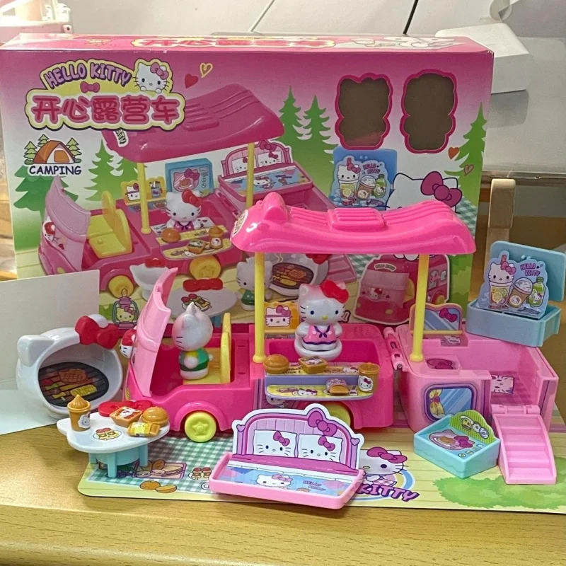 

Sanrio Anime Figures Hello Kitty Happy Camping Car Outdoor Camping Home Scene Set Assembly Toys Girls' Figure Play House Gifts