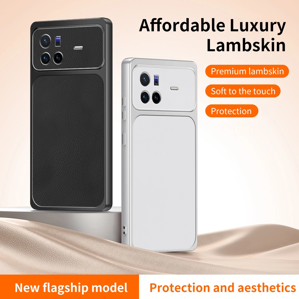 Original Lambskin Texture Soft Phone Case for VIVO X80 Pro X80Pro 5G Shell Luxury High Quality Leather Silicone Back Cover Funda